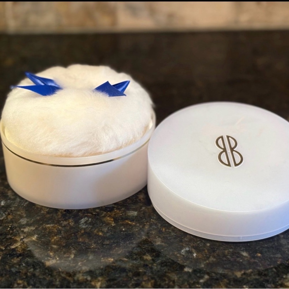Bill Blass White Powder Puff with Blue Accents